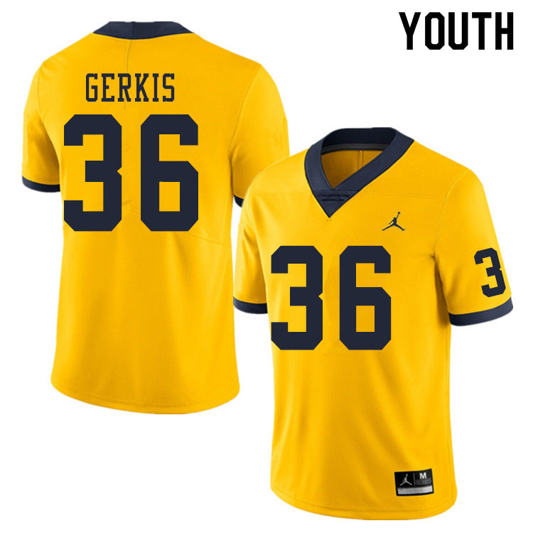 Youth #36 Izaak Gerkis Michigan Wolverines College Football Jerseys Sale-Yellow